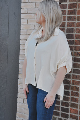 Ivory Gauze Oversized Top