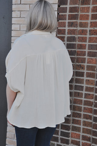 Ivory Gauze Oversized Top