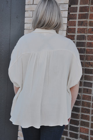 Ivory Gauze Oversized Top