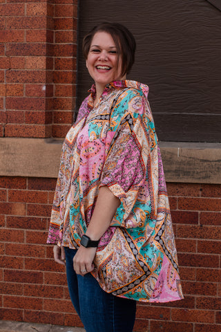 Plus Printed Half Sleeve Blouse | JQ Clothing Co.