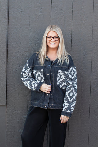 Aztec Sleeve Button Front Jacket | JQ Clothing Co.