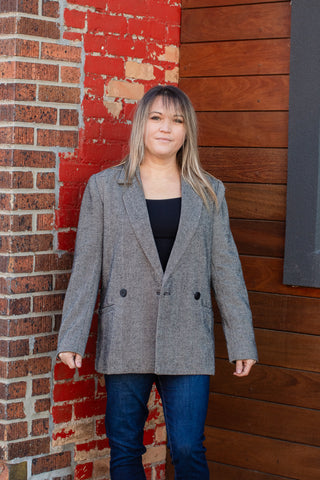 Black and White Herringbone Blazer