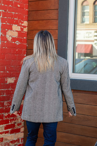 Black and White Herringbone Blazer