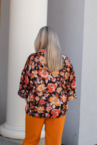 Black Contrast Floral Blouse | JQ Clothing Co.