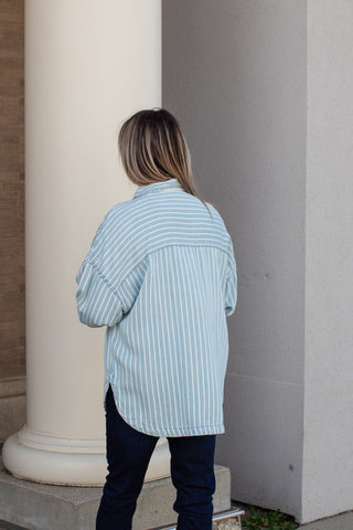 Chambray Pinstripe Button Down Top | JQ Clothing Co.