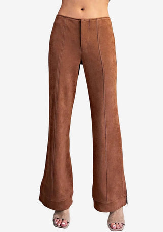 Dusty Mocha Boot Cut Slit Hem Pants