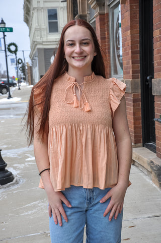 Jacquard Stripe Multi-Smocked Top