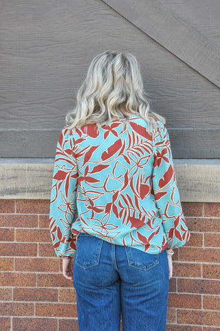 Jade Abstract Long Sleeve Top