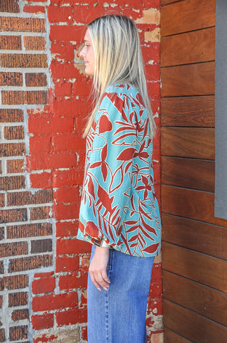 Jade Abstract Long Sleeve Top