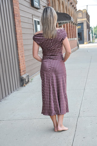 Jeanie Dotted Cowl Neck Dress, view 3
