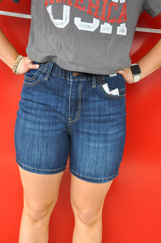 Judy Blue Mia HW Mid Length Shorts