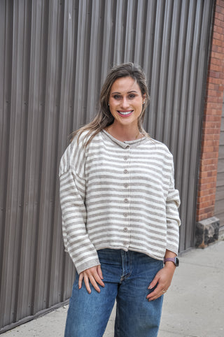 Kelsey Striped Button-Down Cardigan