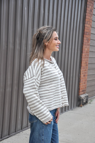 Kelsey Striped Button-Down Cardigan