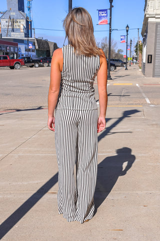 Knit Stripes Sleeveless Vest Pant Set