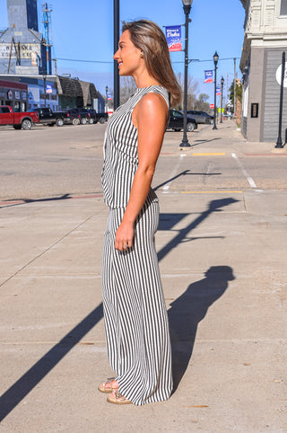 Knit Stripes Sleeveless Vest Pant Set