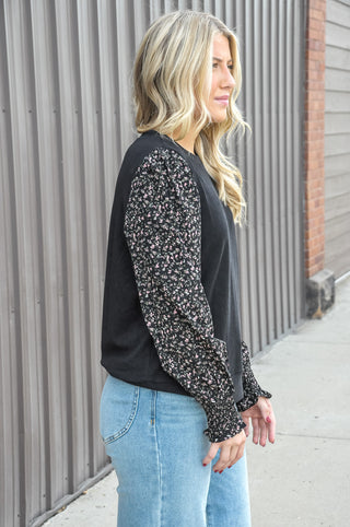  The Knit Mix Floral Top by Staccato is crafted in a soft knit construction with beautiful floral mixed-fabric accents that add texture and charm without trying too hard. 