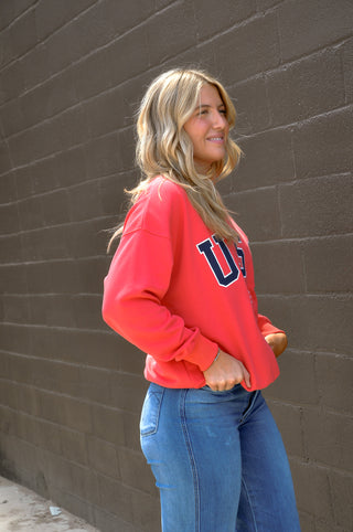 LS Crew Neck "USA" Oversized Sweatshirt