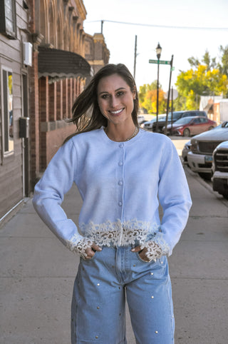 Lace Bloom Button Knit Cardi
