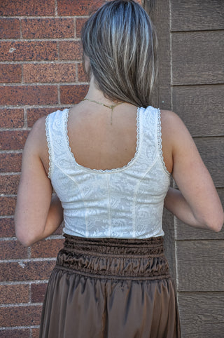 Lace Button Front Corset Top