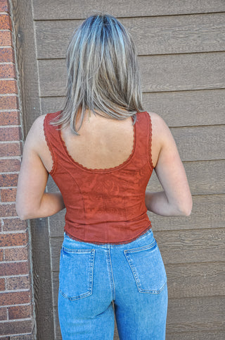 Lace Button Front Corset Top