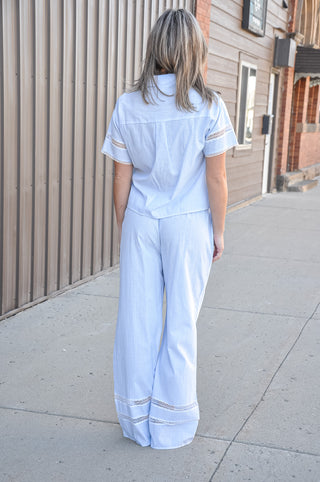 Lace Trim Featured Stripe Pants & Shirt
