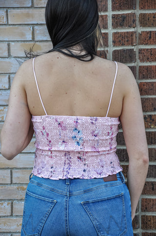 Lace Trim Floral Strap Tank