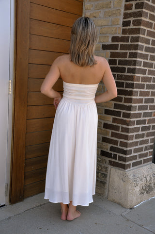 Lace Trim Gathered Detail Midi Dress