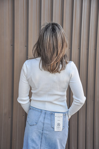 Lace Inserted Ribbed Cardigan