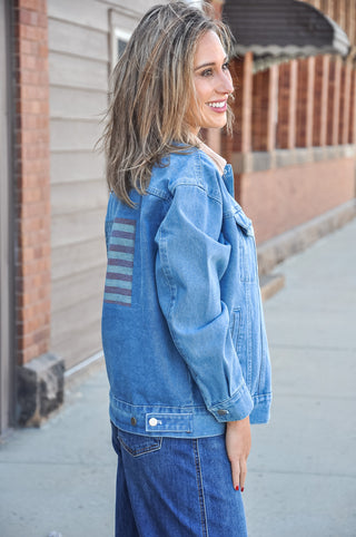 Land of the Free Oversized Denim Jacket