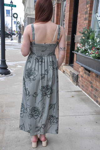 Large Floral Print Midi Dress