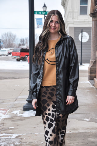 Leather Collared Dress