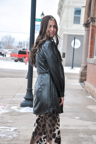 Leather Collared Dress