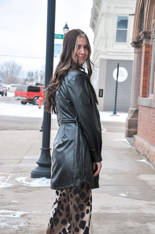 Leather Collared Dress