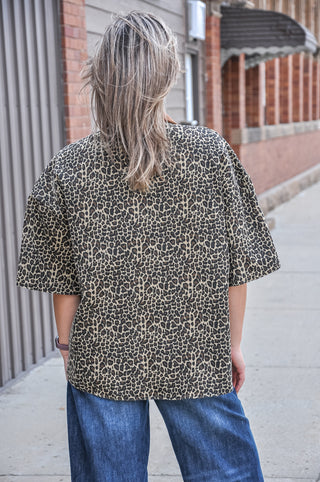 Leopard Collared Button Down Shirt, view 3