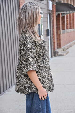 Leopard Collared Button Down Shirt, view 2