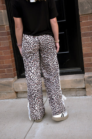 Leopard Print Stripe Casual Pants