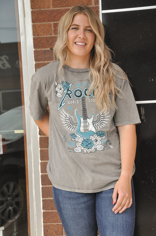 Let's Rock Mineral Wash Graphic Tee