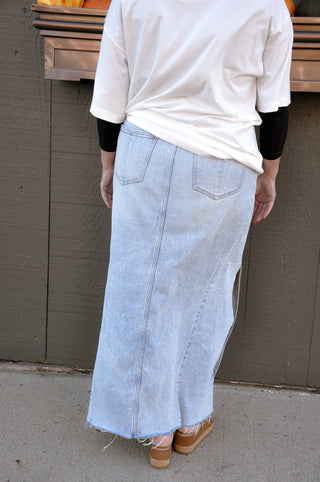 Light Wash Denim Maxi Skirt