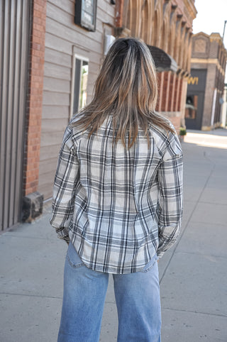 Lightweight Plaid Snap Blouse