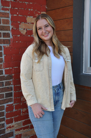 Lightweight Washed Lace Edge Shirt