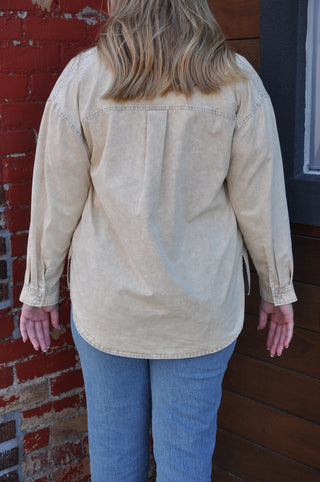 Lightweight Washed Lace Edge Shirt