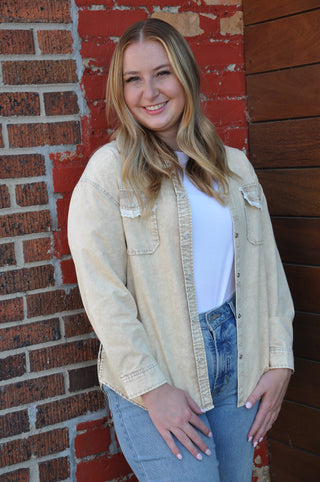 Lightweight Washed Lace Edge Shirt