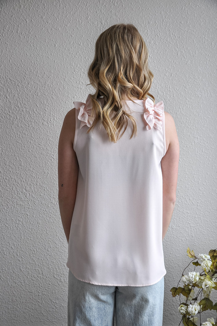 A Dreamer Solid Woven Ruffled Tank