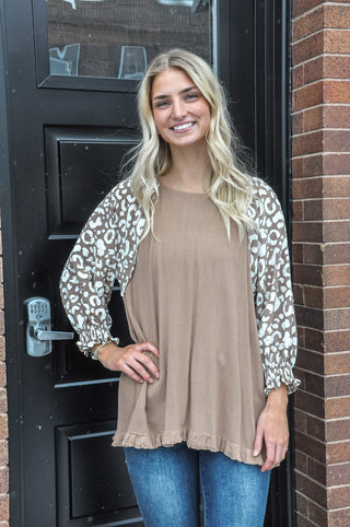 Linen Blend Animal Print Top