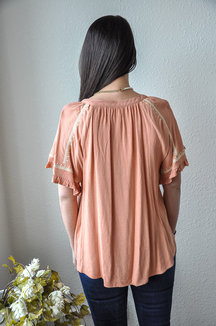 Linen Peasant Top Featured Embroidery