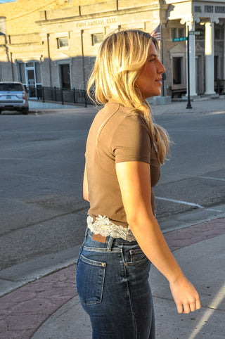 Little Luxe Lace Trim Tee