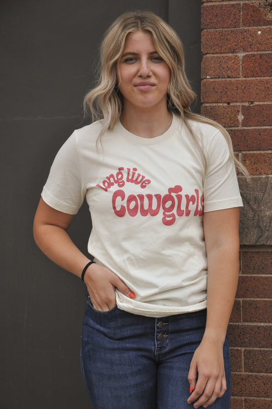 Long Live Cowgirls Bubble Font Tee