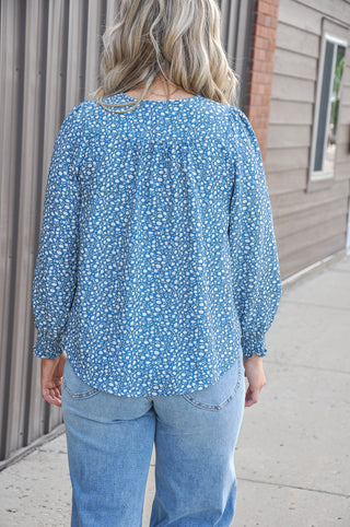 Long Sleeve Smocked Floral Blouse