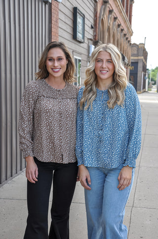 Long Sleeve Smocked Floral Blouse