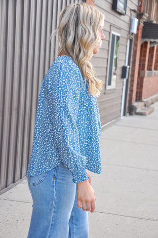 Long Sleeve Smocked Floral Blouse